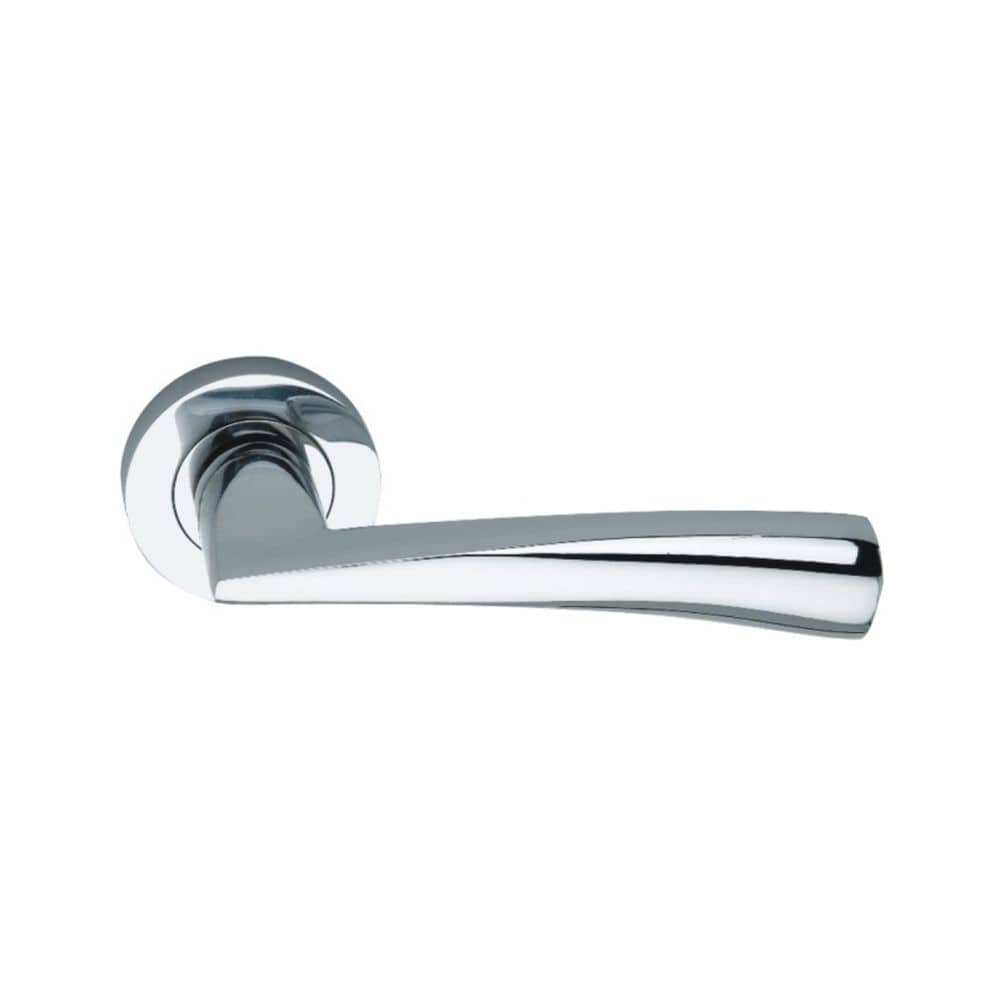 Spira Brass Door Furniture N/A / Polished Chrome / Door Handles on Rose Spira Brass - Lego Lever Door Handle Polished Chrome