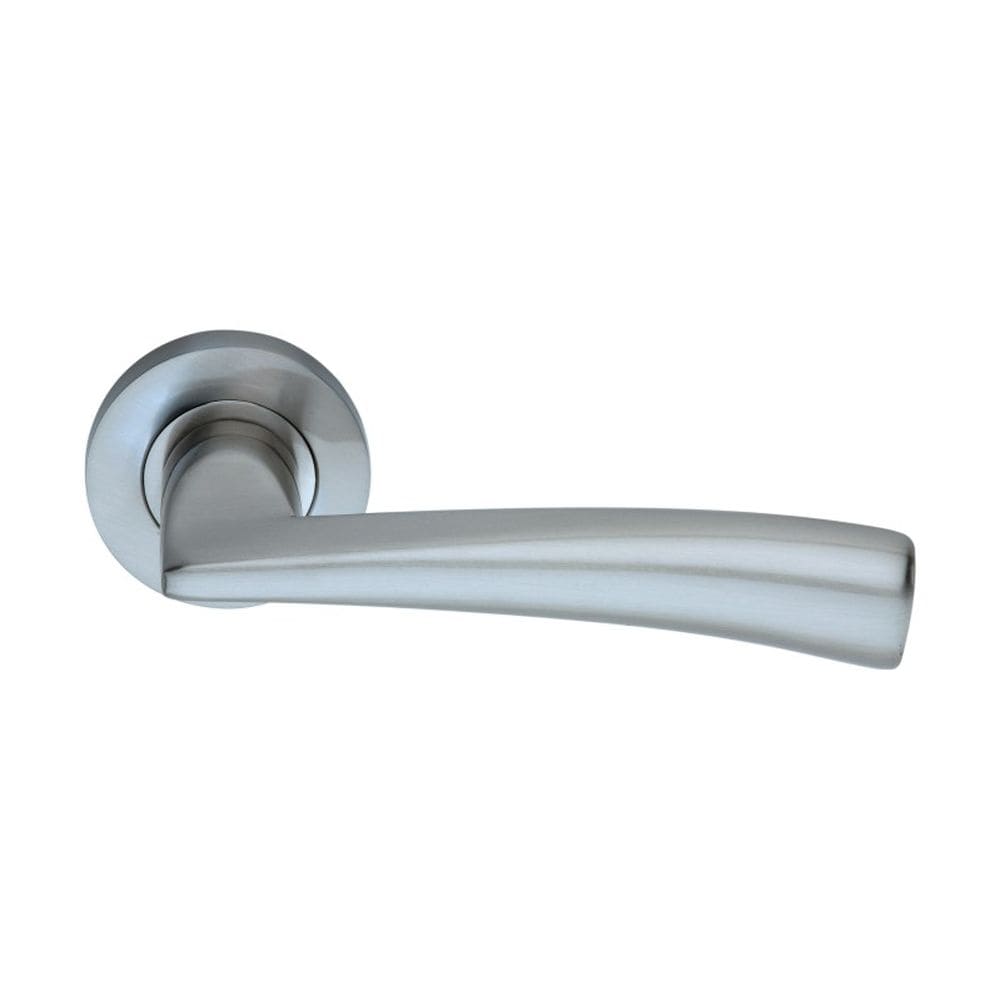 Spira Brass Door Furniture N/A / Satin Chrome / Door Handles on Rose Spira Brass - Lego Lever Door Handle Satin Chrome