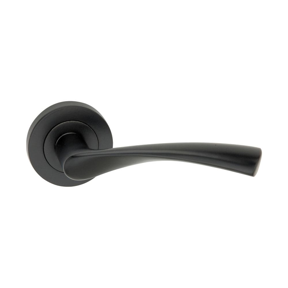 Spira Brass Door Furniture N/A / Matt Black / Door Handles on Rose Spira Brass - Mercury Lever Door Handle Matt Black
