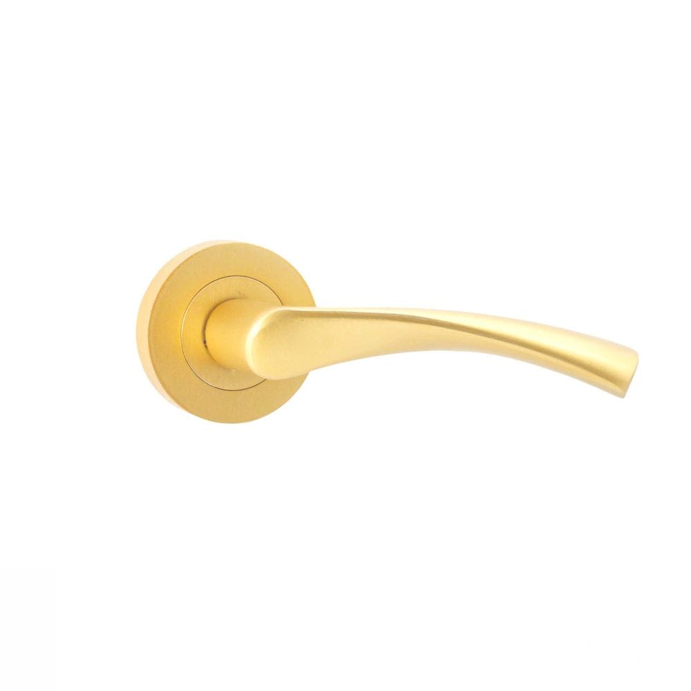 Spira Brass Door Furniture N/A / Satin Brass / Door Handles on Rose Spira Brass - Mercury Lever Door Handle Satin Brass