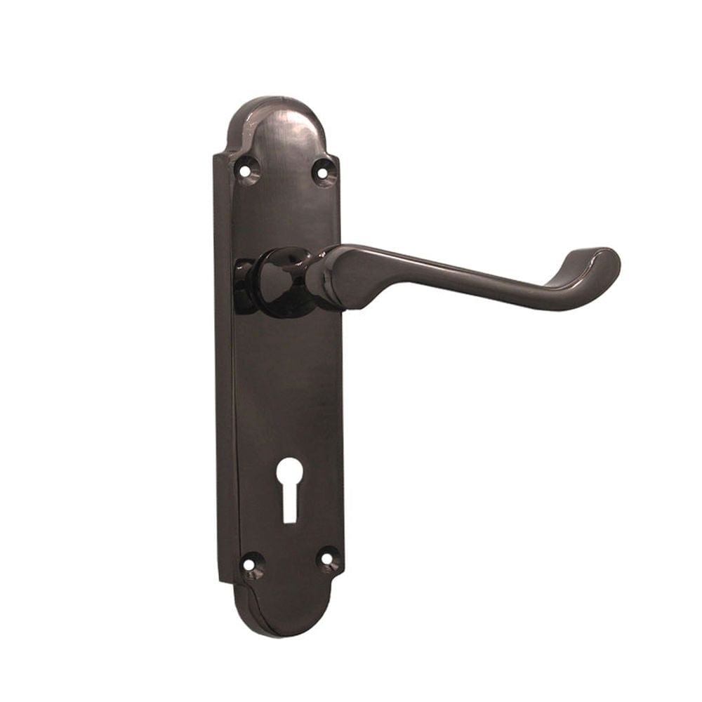 Spira Brass Door Furniture N/A / Black Nickel / Std. Lock Handles Spira Brass - Oakley Lock Lever Handle Black Nickel