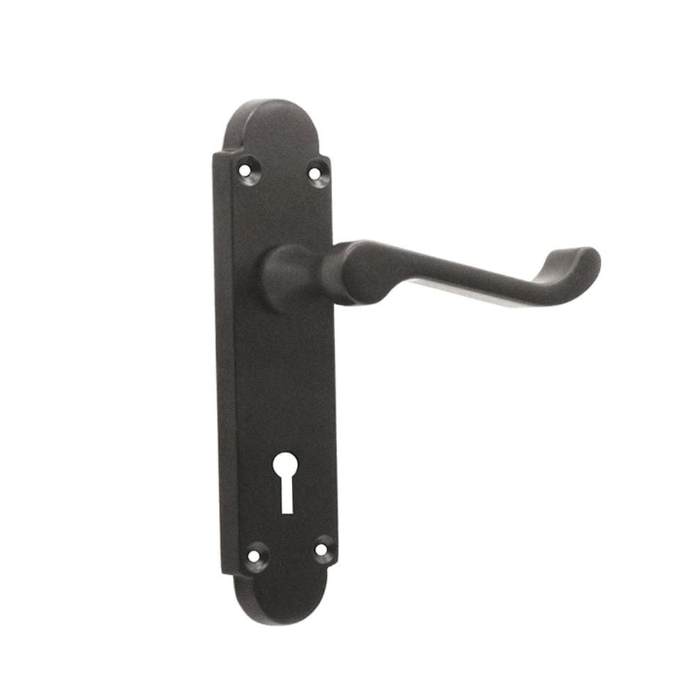 Spira Brass Door Furniture N/A / Matt Black / Std. Lock Handles Spira Brass - Oakley Lock Lever Handle Matt Black