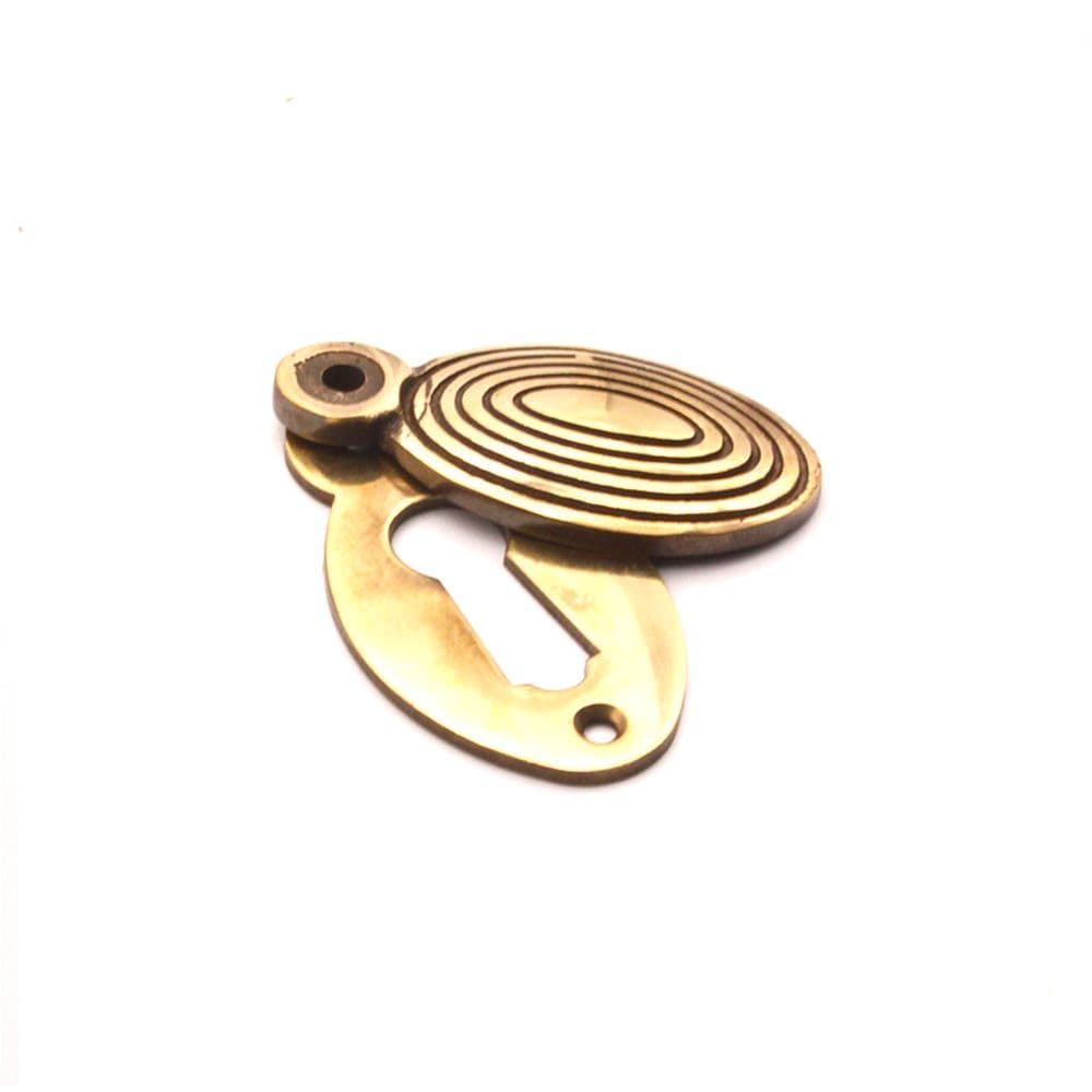 Spira Brass Door Furniture N/A / Aged Brass / Mortice Key Profile Escutcheons Spira Brass - Oval Beehive Escutcheon Aged Brass