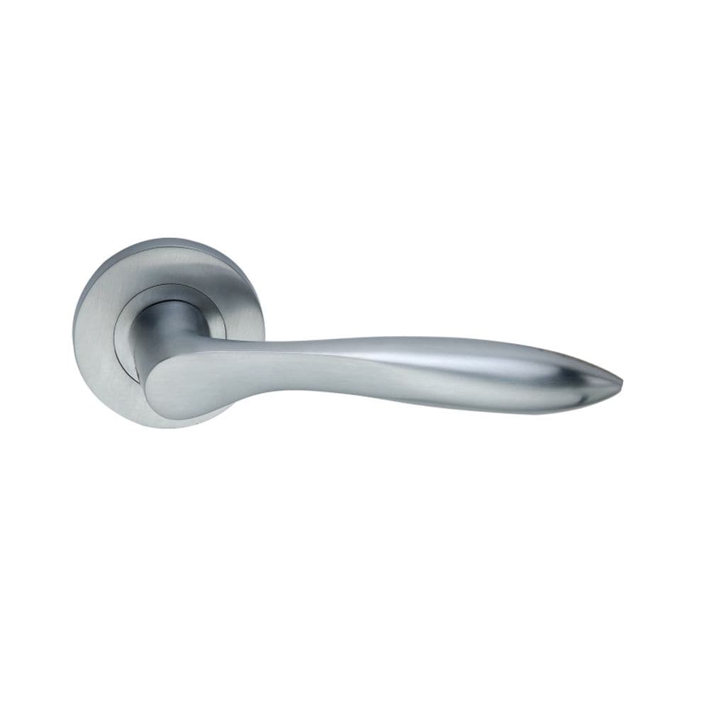 Spira Brass Door Furniture N/A / Satin Chrome / Door Handles on Rose Spira Brass - Pearle Lever Door Handle Satin Chrome