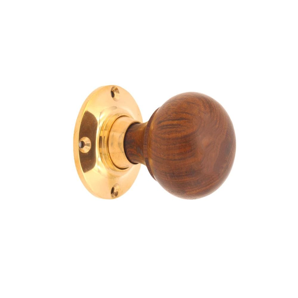 Spira Brass Door Furniture N/A / Polished Brass / Mortice/Rim Knobs Spira Brass - Rosewood Bun Rim/Mortice Door Knob Polished Brass
