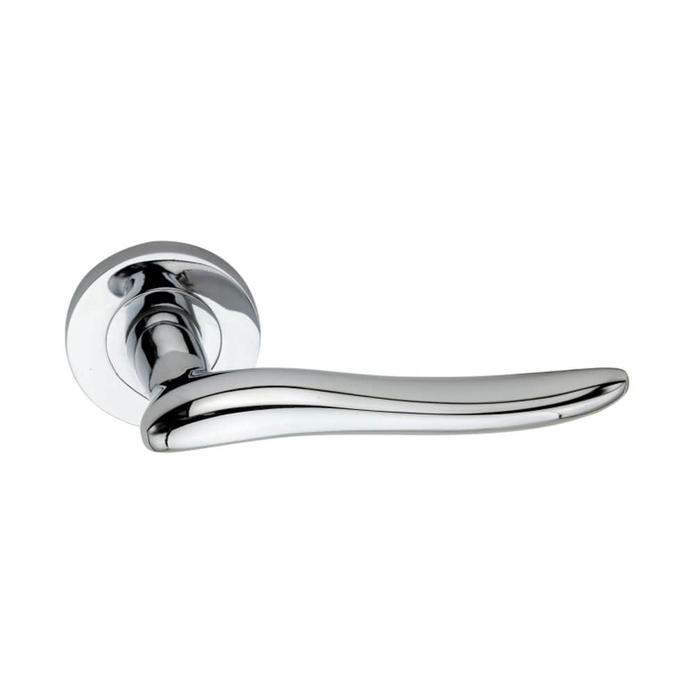 Spira Brass Door Furniture N/A / Polished Chrome / Door Handles on Rose Spira Brass - Senza Lever Door Handle Polished Chrome