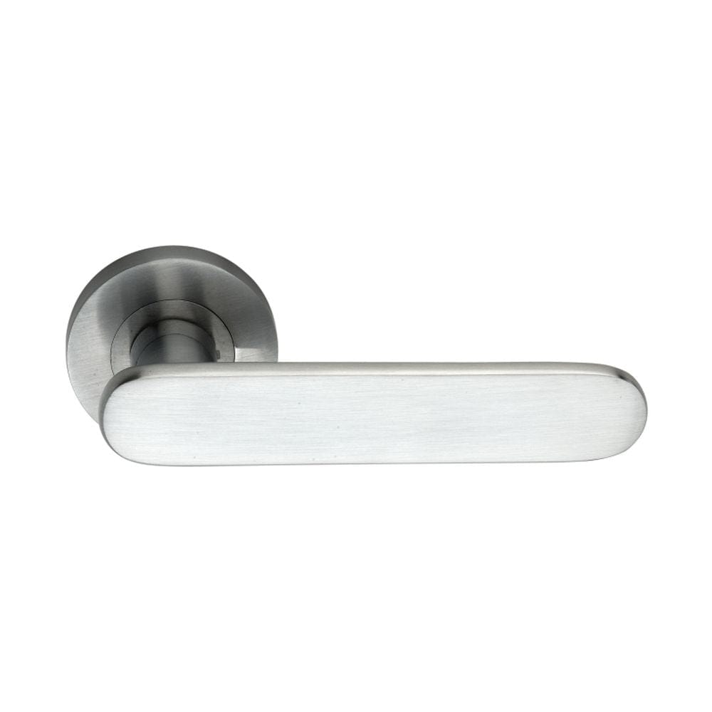 Spira Brass Door Furniture N/A / Satin Chrome / Door Handles on Rose Spira Brass - Skyla Lever Door Handle Satin Chrome