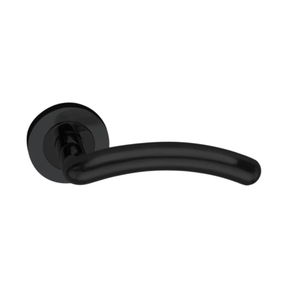 Spira Brass Door Furniture N/A / Matt Black / Door Handles on Rose Spira Brass - Taurus Lever Door Handle Matt Black