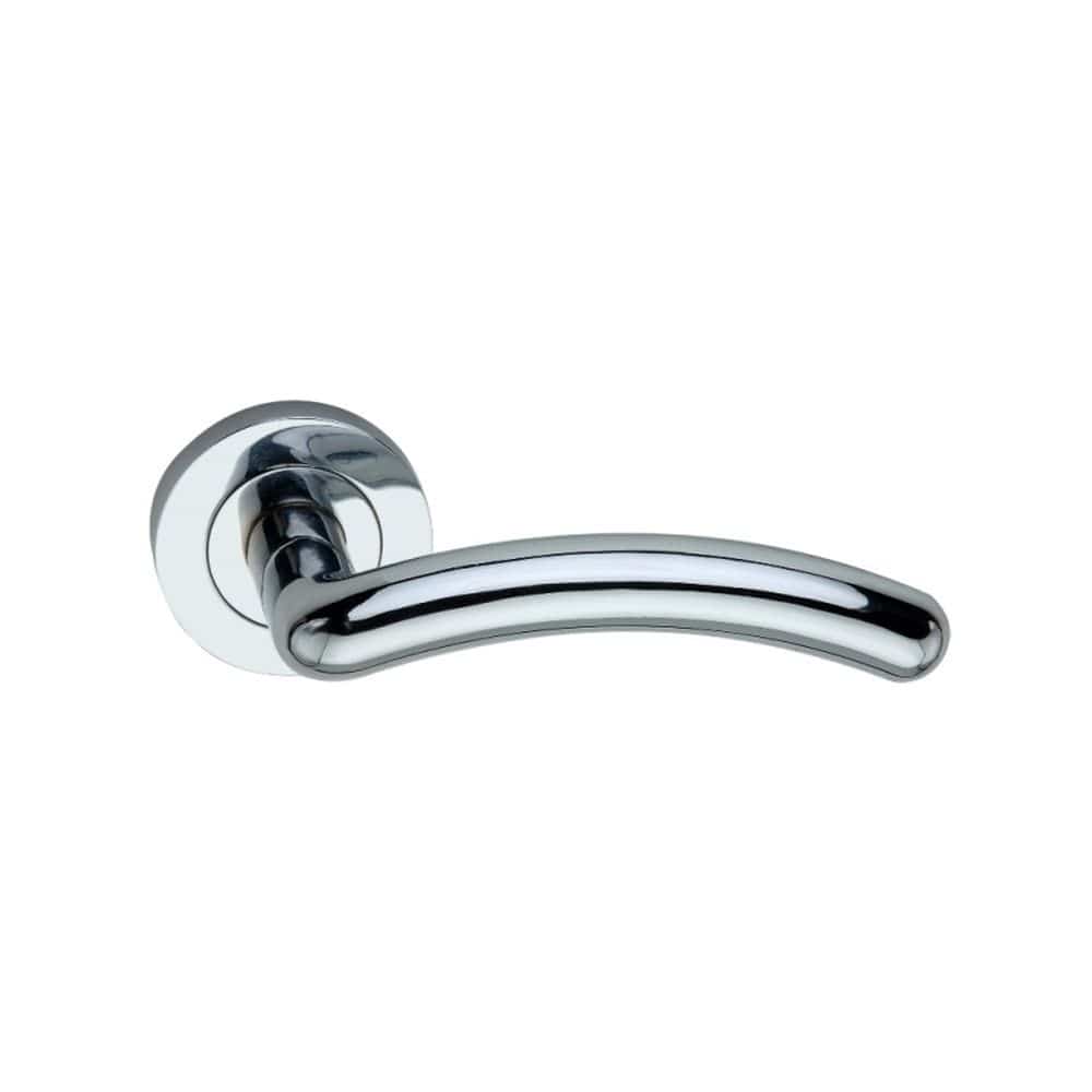 Spira Brass Door Furniture N/A / Polished Chrome / Door Handles on Rose Spira Brass - Taurus Lever Door Handle Polished Chrome