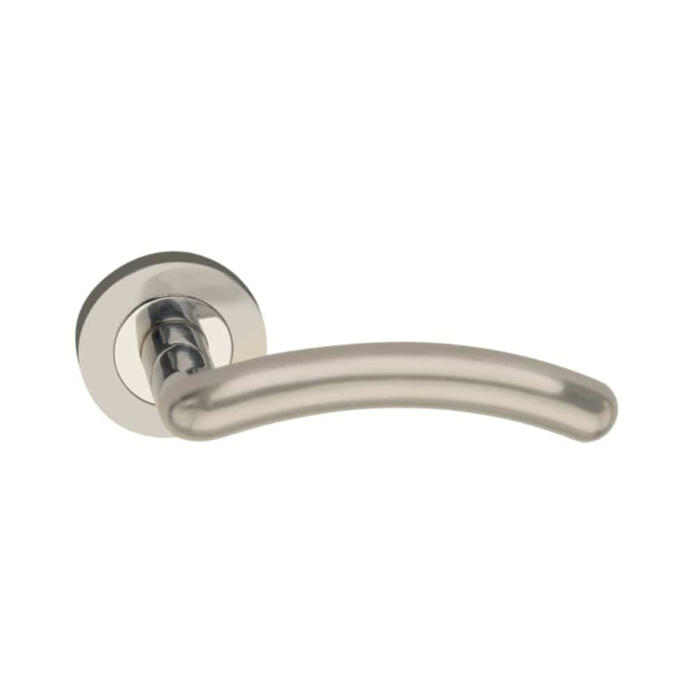 Spira Brass Door Furniture N/A / Satin Nickel / Door Handles on Rose Spira Brass - Taurus Lever Door Handle Satin Nickel
