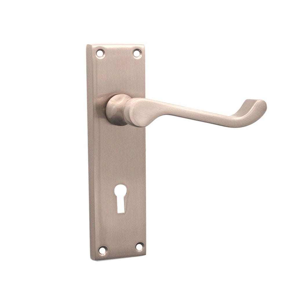 Spira Brass Door Furniture N/A / Satin Nickel / Std. Lock Handles Spira Brass - Victorian Scroll Lock Lever Handle 150mm Satin Nickel
