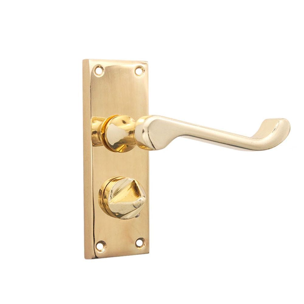 Spira Brass Door Furniture N/A / Polished Brass / Latch Handles Spira Brass - Victorian Scroll Privacy Lever Handle 115mm Polished Brass