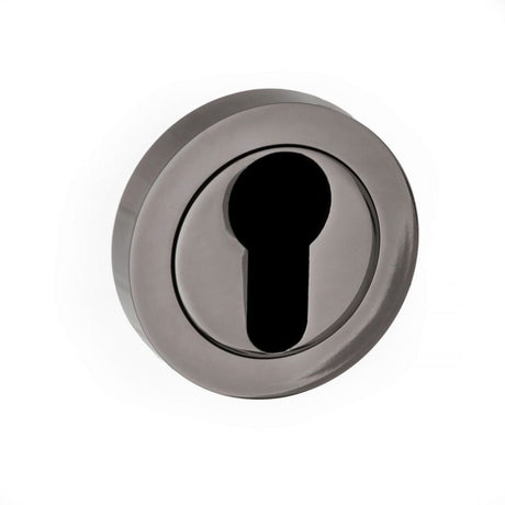 STATUS Door Furniture Black Nickel / Euro Profile Escutcheons STATUS Euro Escutcheon on Round Rose - Black Nickel
