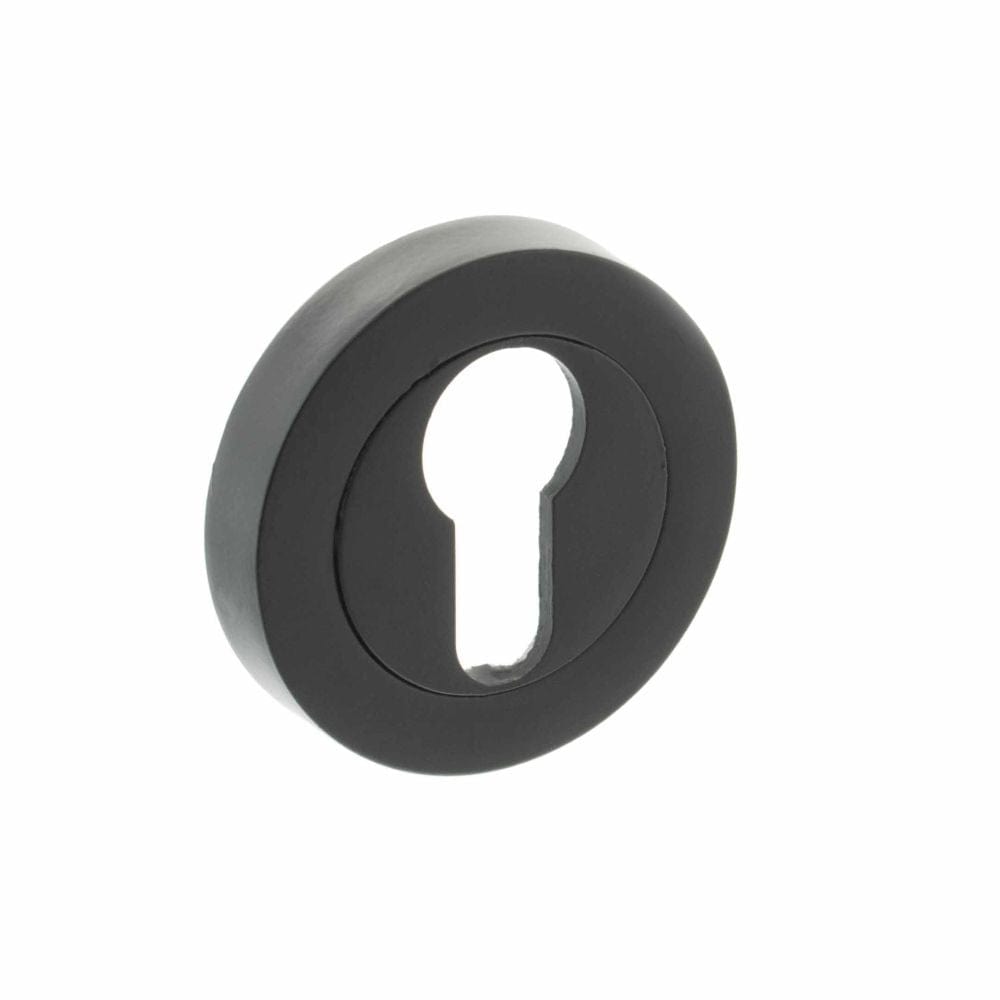 STATUS Door Furniture Matt Black / Euro Profile Escutcheons STATUS Euro Escutcheon on Round Rose - Matt Black
