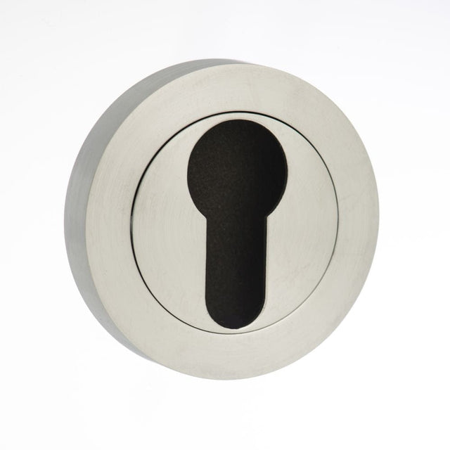 STATUS Door Furniture Satin Chrome / Euro Profile Escutcheons STATUS Euro Escutcheon on Round Rose - Satin Chrome