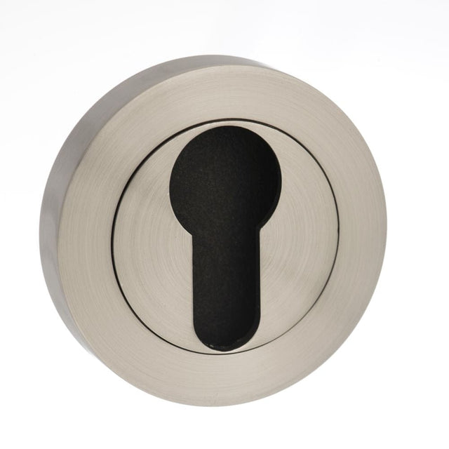 STATUS Door Furniture Satin Nickel / Euro Profile Escutcheons STATUS Euro Escutcheon on Round Rose - Satin Nickel