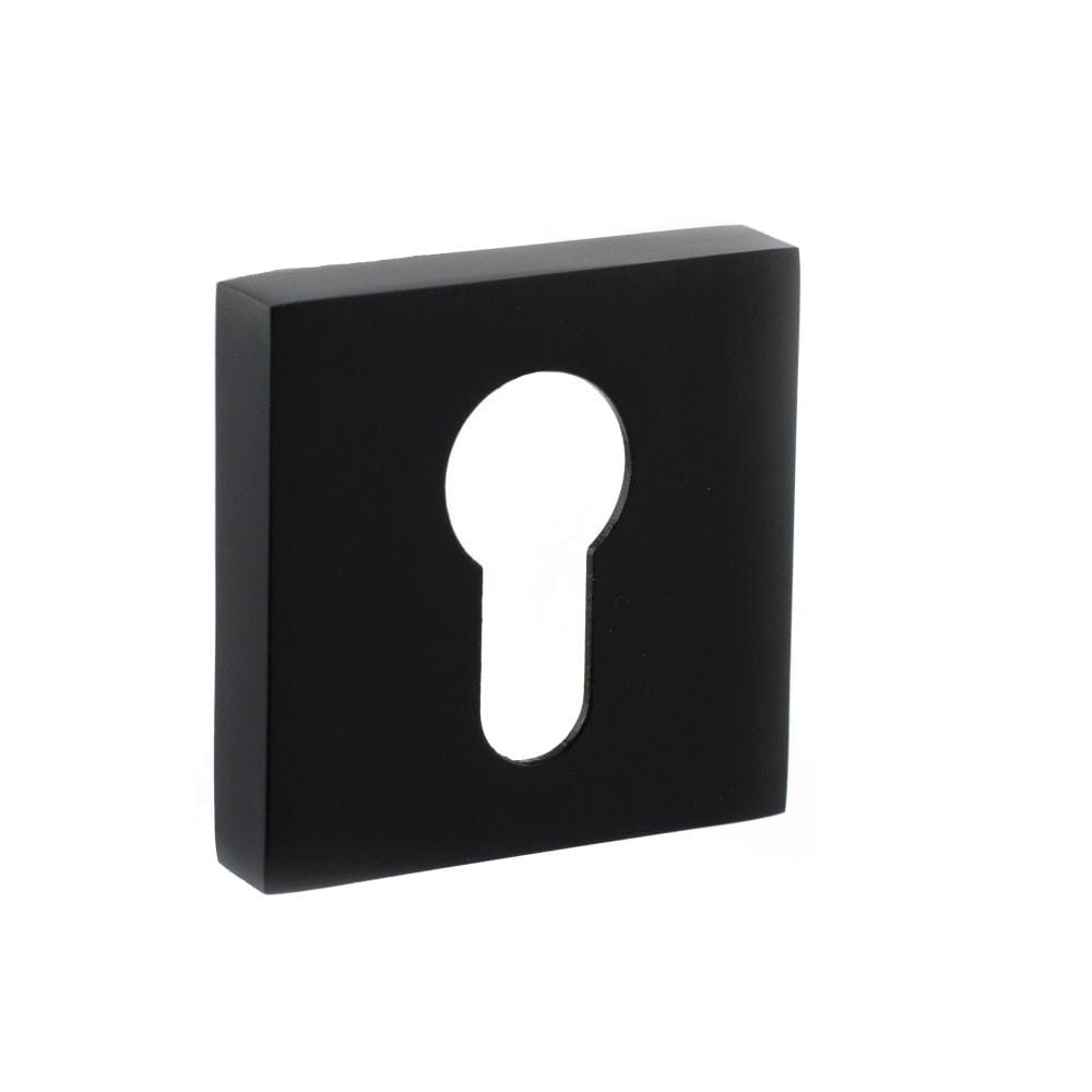 STATUS Door Furniture Matt Black / Euro Profile Escutcheons STATUS Euro Escutcheon on S4 Square Rose - Matt Black
