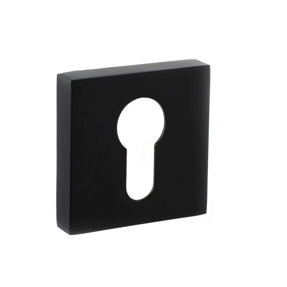 STATUS Door Furniture Matt Black / Euro Profile Escutcheons STATUS Euro Escutcheon on S4 Square Rose - Matt Black
