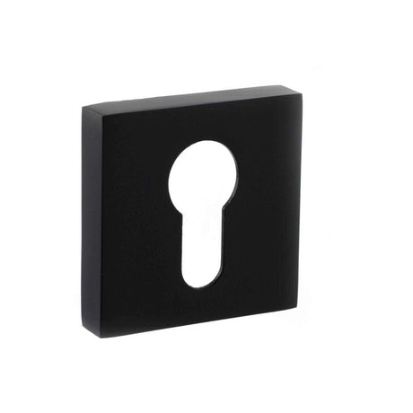STATUS Door Furniture Matt Black / Euro Profile Escutcheons STATUS Euro Escutcheon on S4 Square Rose - Matt Black