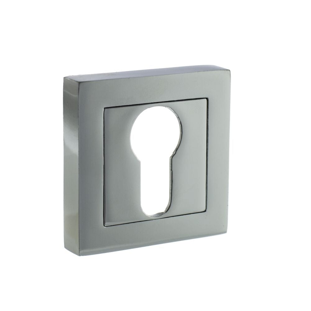 STATUS Door Furniture Polished Chrome / Euro Profile Escutcheons STATUS Euro Escutcheon on S4 Square Rose - Polished Chrome