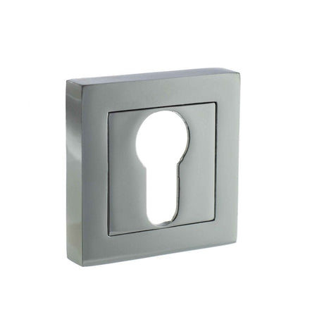 STATUS Door Furniture Polished Chrome / Euro Profile Escutcheons STATUS Euro Escutcheon on S4 Square Rose - Polished Chrome
