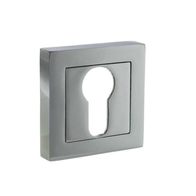 STATUS Door Furniture Polished Chrome / Euro Profile Escutcheons STATUS Euro Escutcheon on S4 Square Rose - Polished Chrome