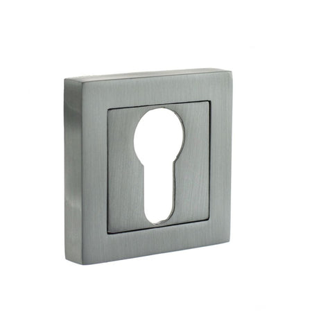 STATUS Door Furniture Satin Chrome / Euro Profile Escutcheons STATUS Euro Escutcheon on S4 Square Rose - Satin Chrome