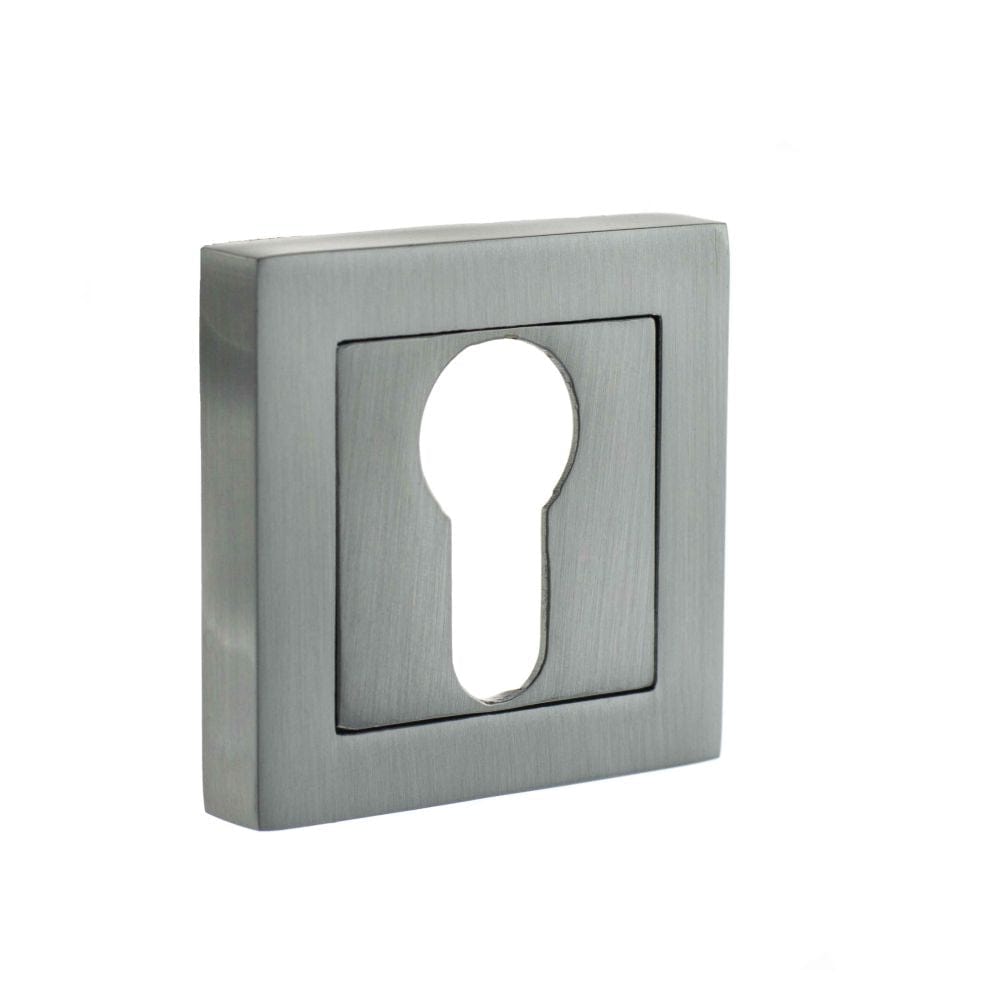 STATUS Door Furniture Satin Chrome / Euro Profile Escutcheons STATUS Euro Escutcheon on S4 Square Rose - Satin Chrome