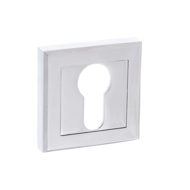 STATUS Door Furniture Polished Chrome / Euro Profile Escutcheons STATUS Euro Escutcheon on Square Rose - Polished Chrome
