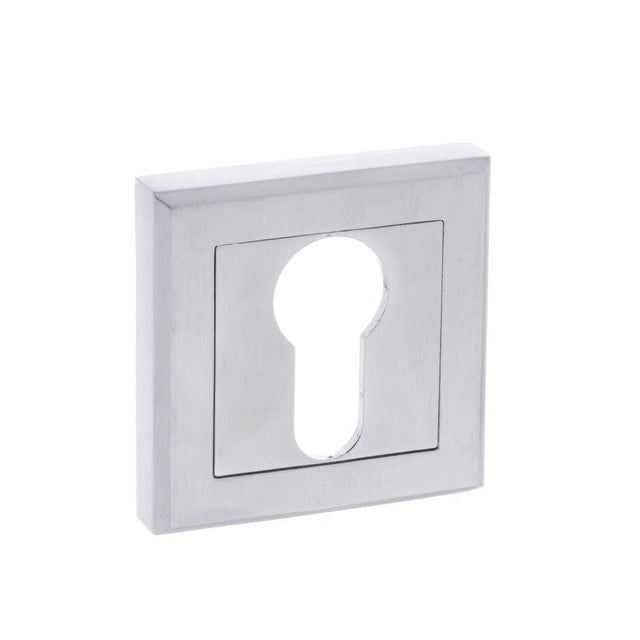 STATUS Door Furniture Satin Chrome / Euro Profile Escutcheons STATUS Euro Escutcheon on Square Rose - Satin Chrome