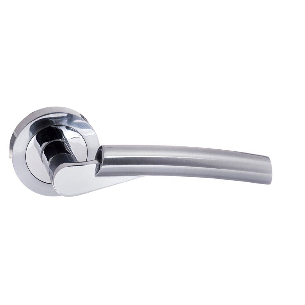 STATUS Door Furniture Satin Chrome/Polished Chrome / Round Rose STATUS Florida Lever on Round Rose - Satin Chrome/Polished Chrome