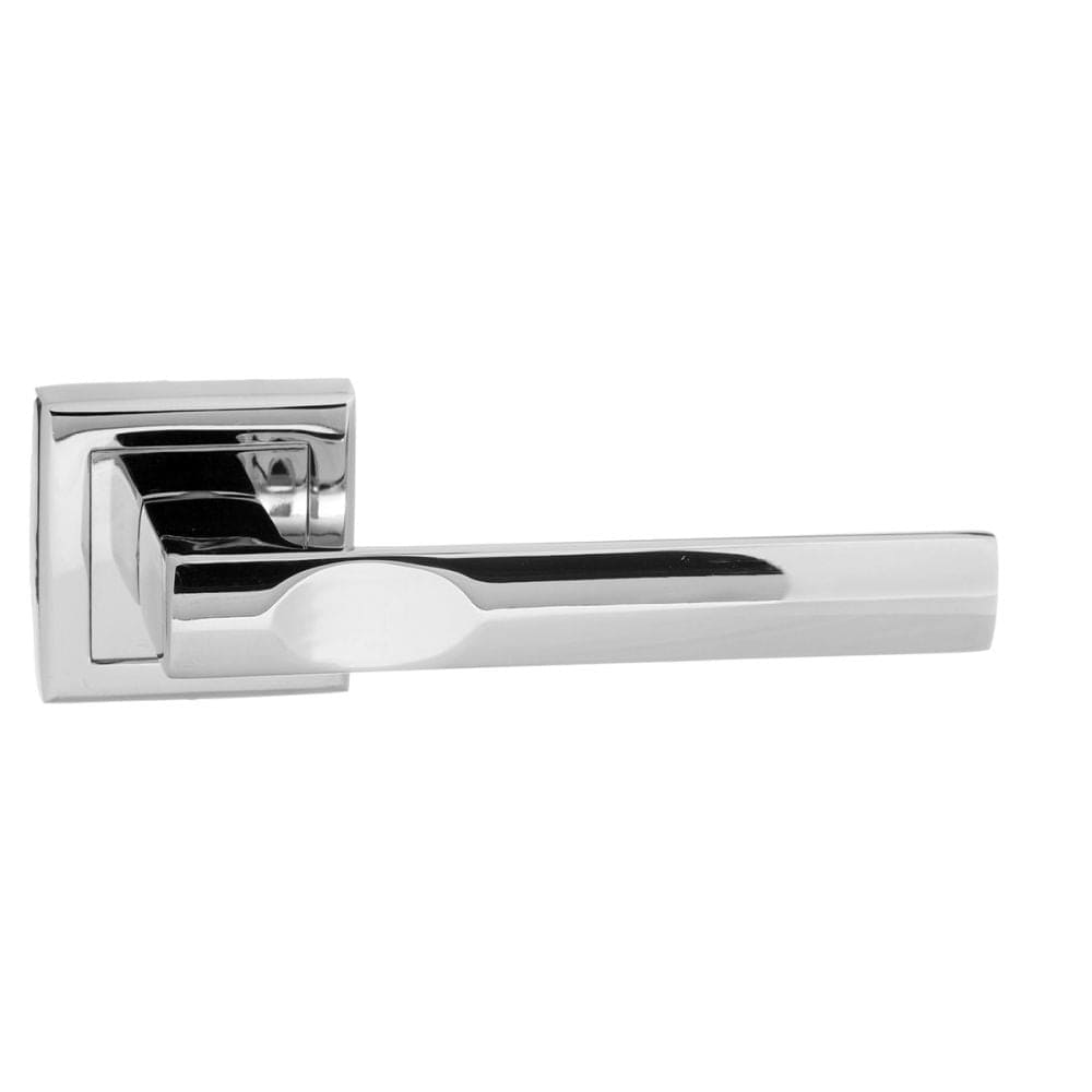 STATUS Door Furniture Polished Chrome / Square Rose STATUS Kansas Lever on Square Rose - Polished Chrome