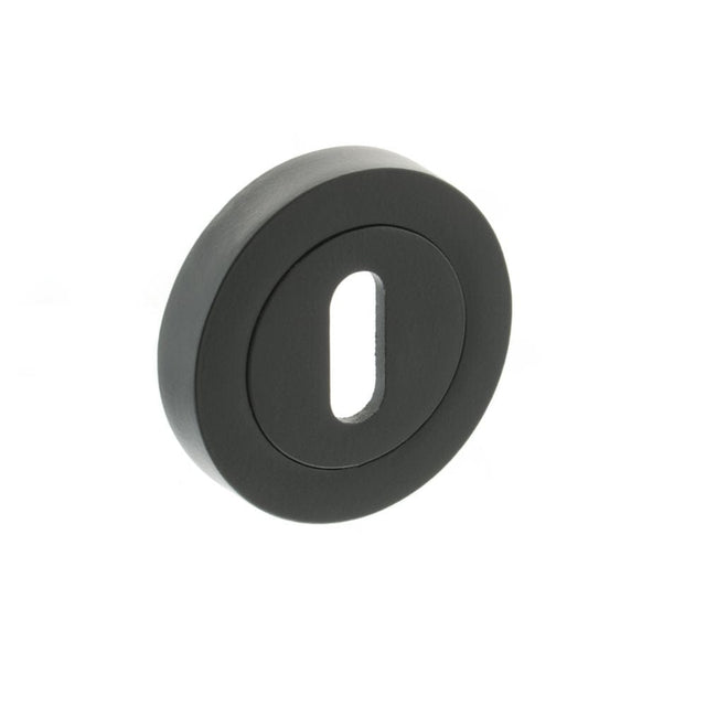 STATUS Door Furniture Matt Black / Mortice Key Profile Escutcheons STATUS Key Escutcheon on Round Rose - Matt Black