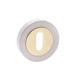 STATUS Door Furniture Satin Nickel/Polished Brass / Mortice Key Profile Escutcheons STATUS Key Escutcheon on Round Rose - Satin Nickel/Polished Brass