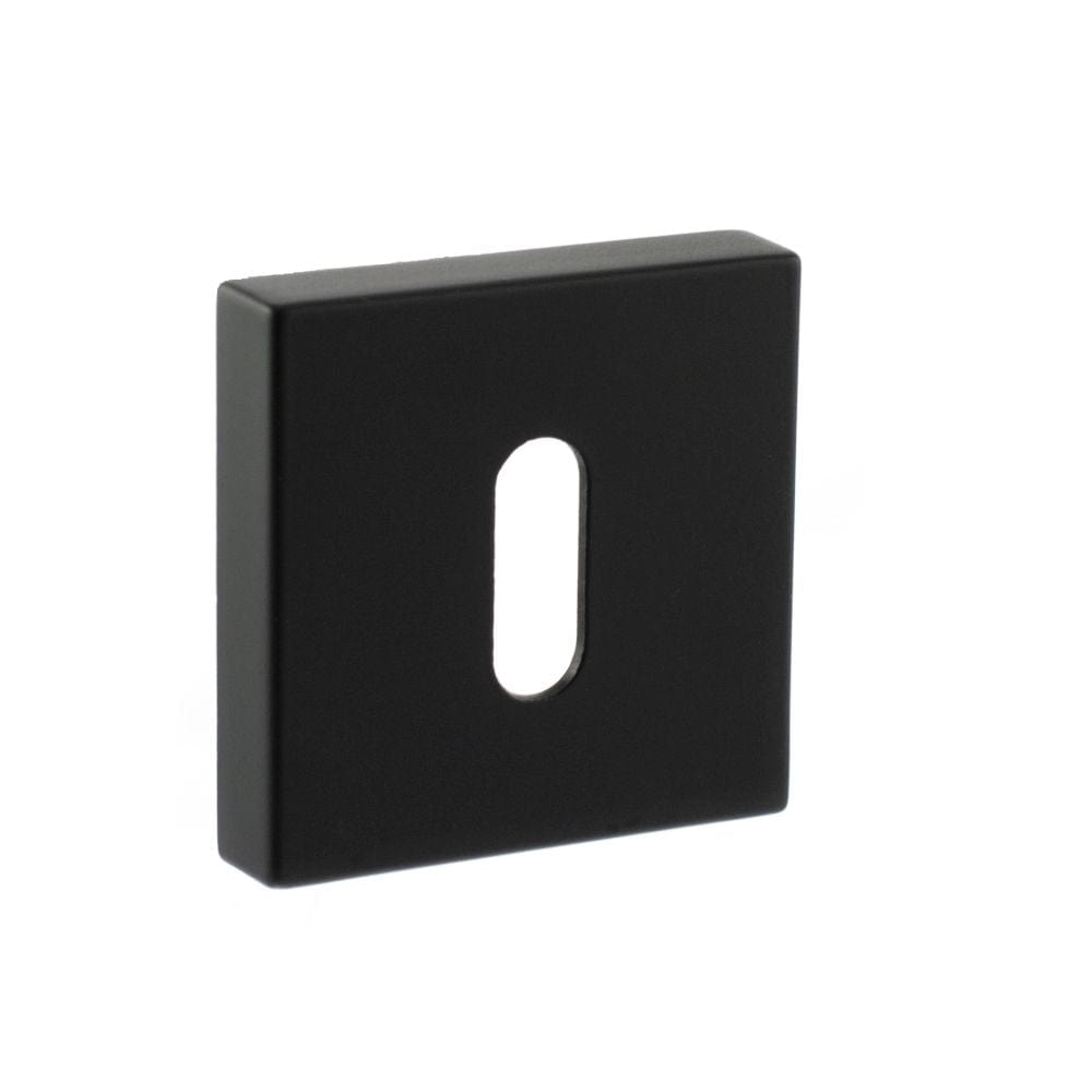 STATUS Door Furniture Matt Black / Mortice Key Profile Escutcheons STATUS Key Escutcheon on S4 Square Rose - Matt Black