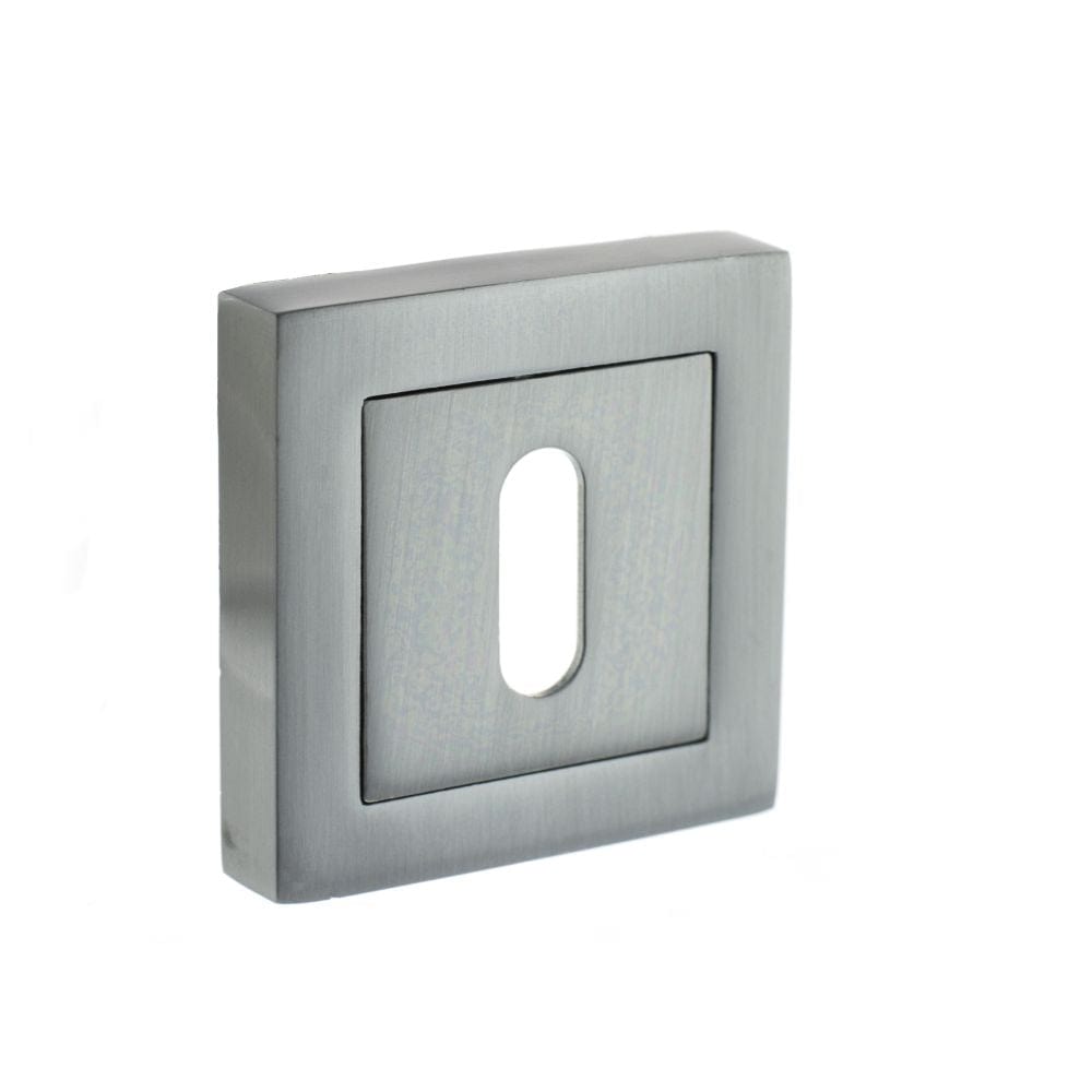 STATUS Door Furniture Satin Chrome / Mortice Key Profile Escutcheons STATUS Key Escutcheon on S4 Square Rose - Satin Chrome