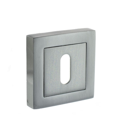 STATUS Door Furniture Satin Chrome / Mortice Key Profile Escutcheons STATUS Key Escutcheon on S4 Square Rose - Satin Chrome