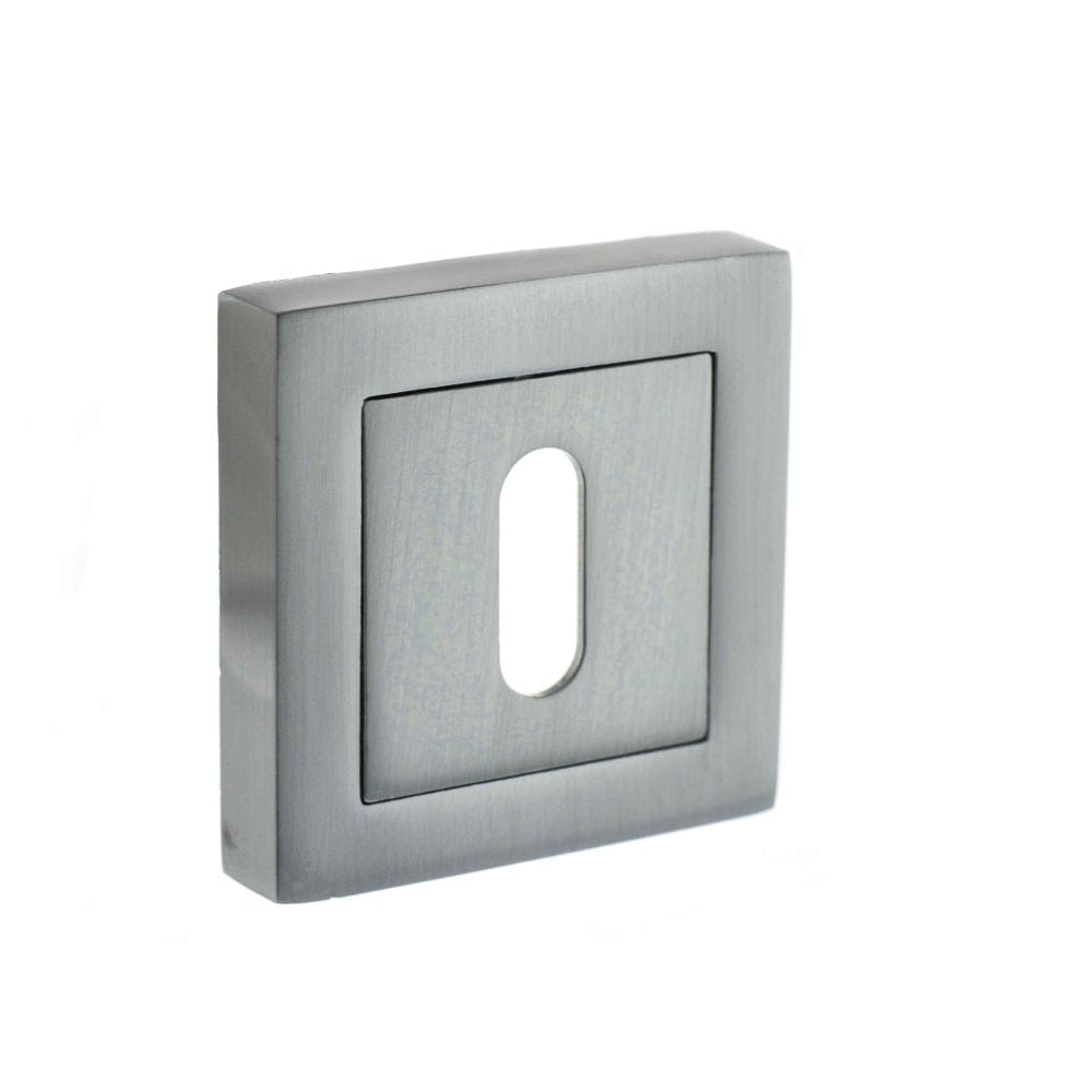 STATUS Door Furniture Satin Chrome / Mortice Key Profile Escutcheons STATUS Key Escutcheon on S4 Square Rose - Satin Chrome