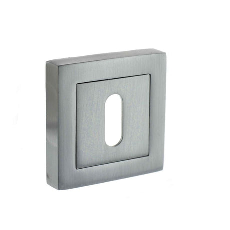 STATUS Door Furniture Satin Chrome / Mortice Key Profile Escutcheons STATUS Key Escutcheon on S4 Square Rose - Satin Chrome