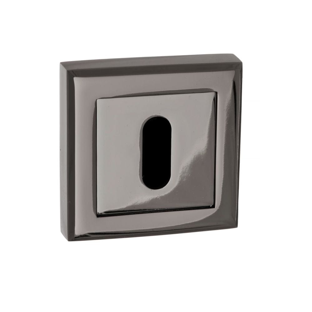 STATUS Door Furniture Black Nickel / Mortice Key Profile Escutcheons STATUS Key Escutcheon on Square Rose - Black Nickel