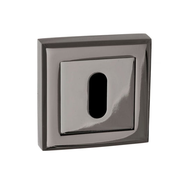 STATUS Door Furniture Black Nickel / Mortice Key Profile Escutcheons STATUS Key Escutcheon on Square Rose - Black Nickel