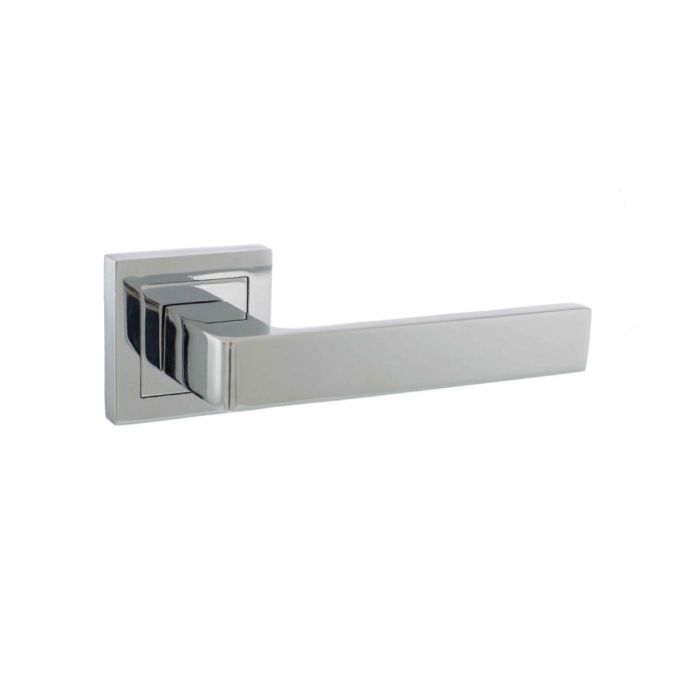 STATUS Door Furniture Polished Chrome / Square Rose STATUS Montana Designer Lever on S4 Square Rose - Polished Chrome
