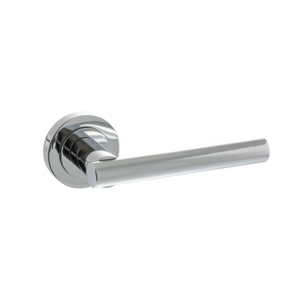 STATUS Door Furniture Polished Chrome / Round Rose STATUS Nebraska Lever on Round Rose - Polished Chrome