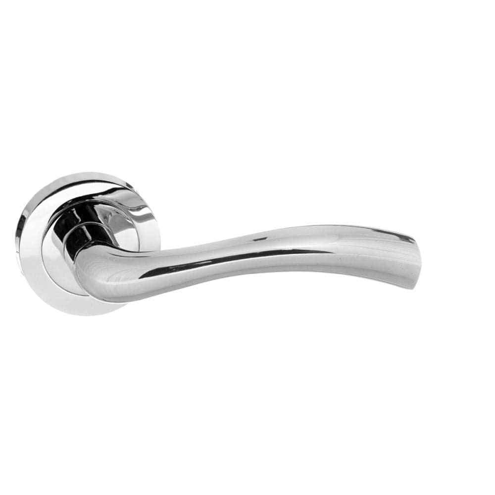 STATUS Door Furniture Polished Chrome / Round Rose STATUS Texas Lever on Round Rose - Polished Chrome
