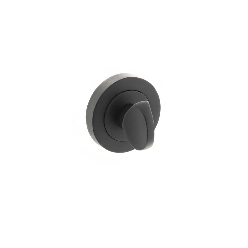STATUS Door Furniture Matt Black / No STATUS WC Turn and Release on Round Rose - Matt Black