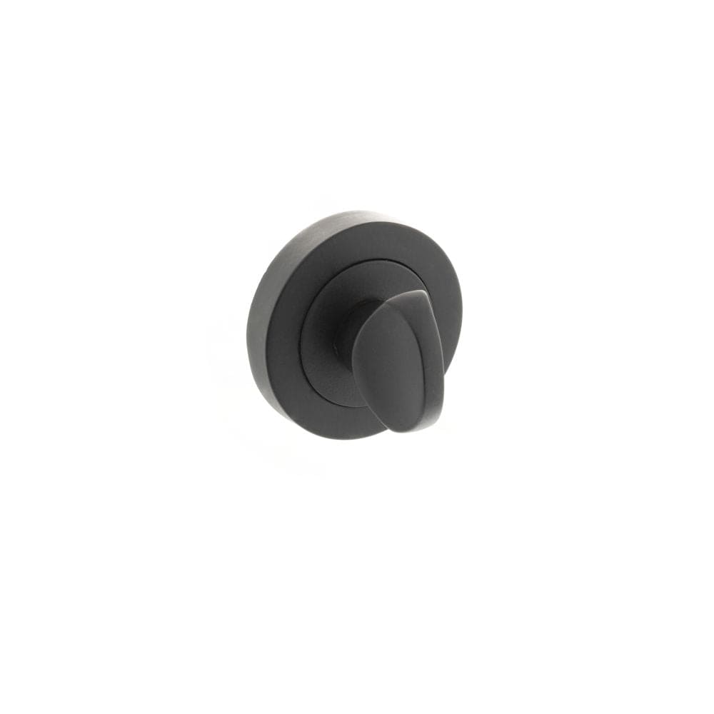 STATUS Door Furniture Matt Black / No STATUS WC Turn and Release on Round Rose - Matt Black