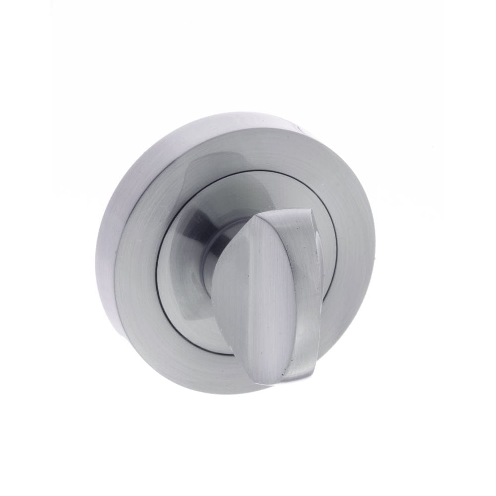 STATUS Door Furniture Satin Chrome / No STATUS WC Turn and Release on Round Rose - Satin Chrome