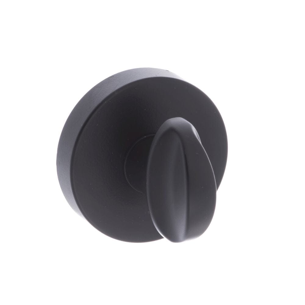 STATUS Door Furniture Matt Black / No STATUS WC Turn and Release on S4 Round Rose - Matt Black