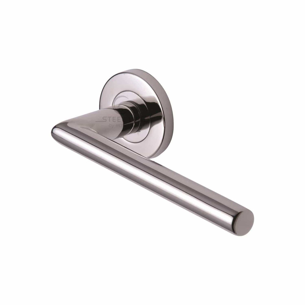 Steel Line Door Furniture Polished Stainless Steel / Round Rose Steel Line Door Handle Lever Latch on Round Rose Tubular Design Polished Stainless Steel finish