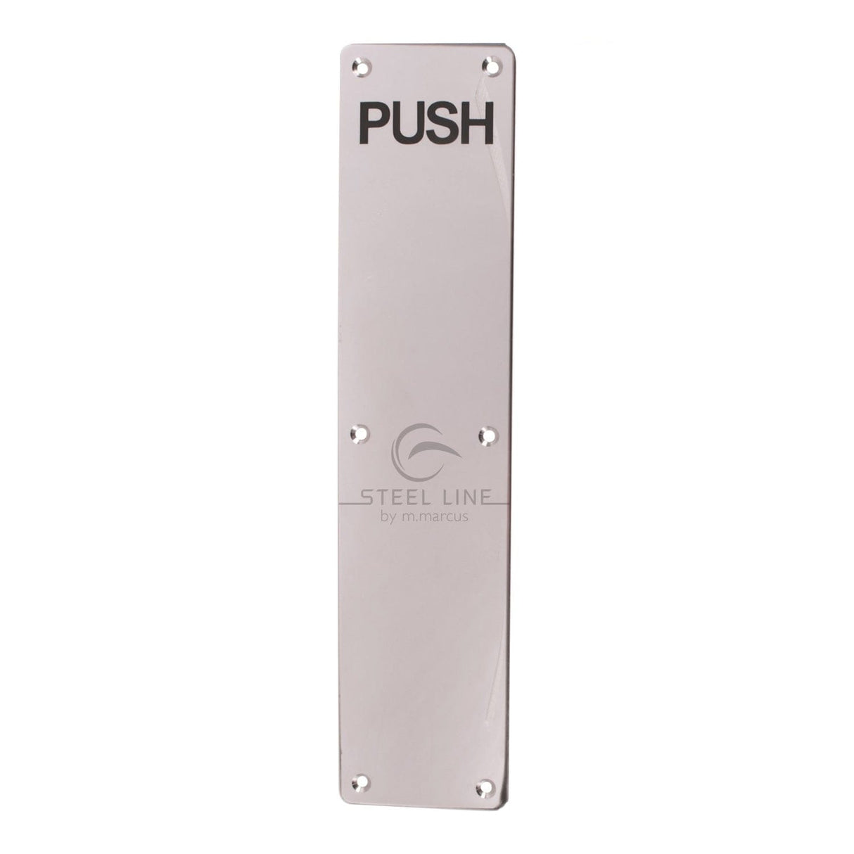 Steel Line Door Furniture Polished Stainless Steel / Finger Plates Steel Line Fingerplate Engraved 'Push' Polished Stainless Steel finish